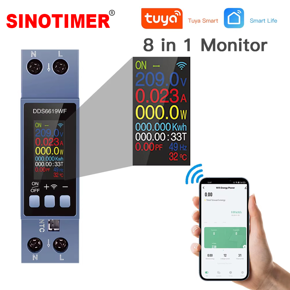 Energy Meter Din Rail Wifi - Meteran Daya 8 in 1 WiFi