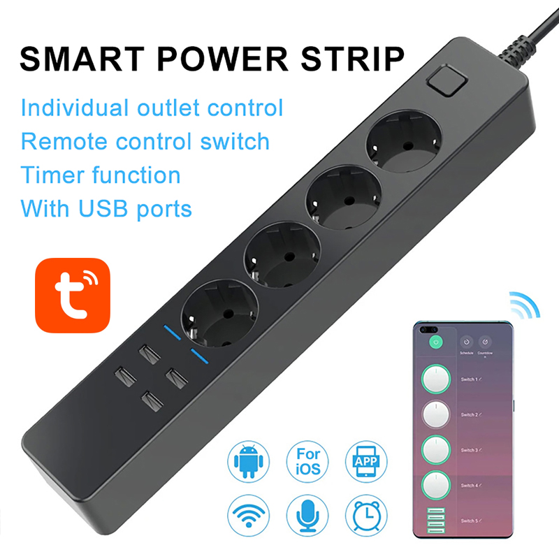 Smart Power Strip 4 Outlet Usb - Stop Kontak Pintar Tuya Wifi 4