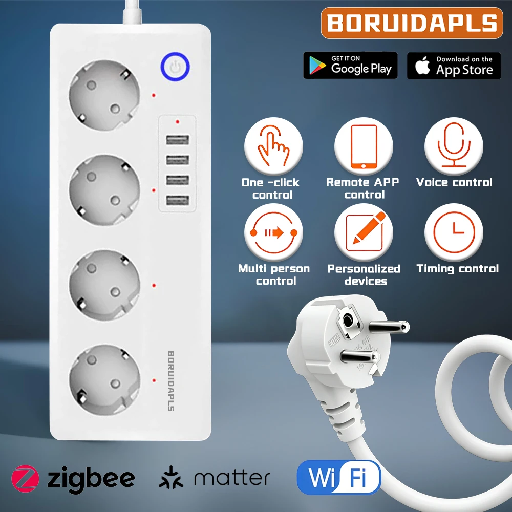 Smart Plug Matter Thread - BORUIDAPLS ZigBee Matter WiFi Smart Power
