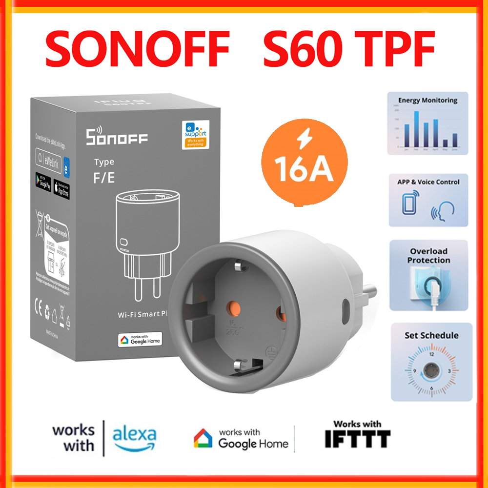 Smart Plug Energy Monitoring Wifi - SONOFF S60 TPF colokan cerdas EU