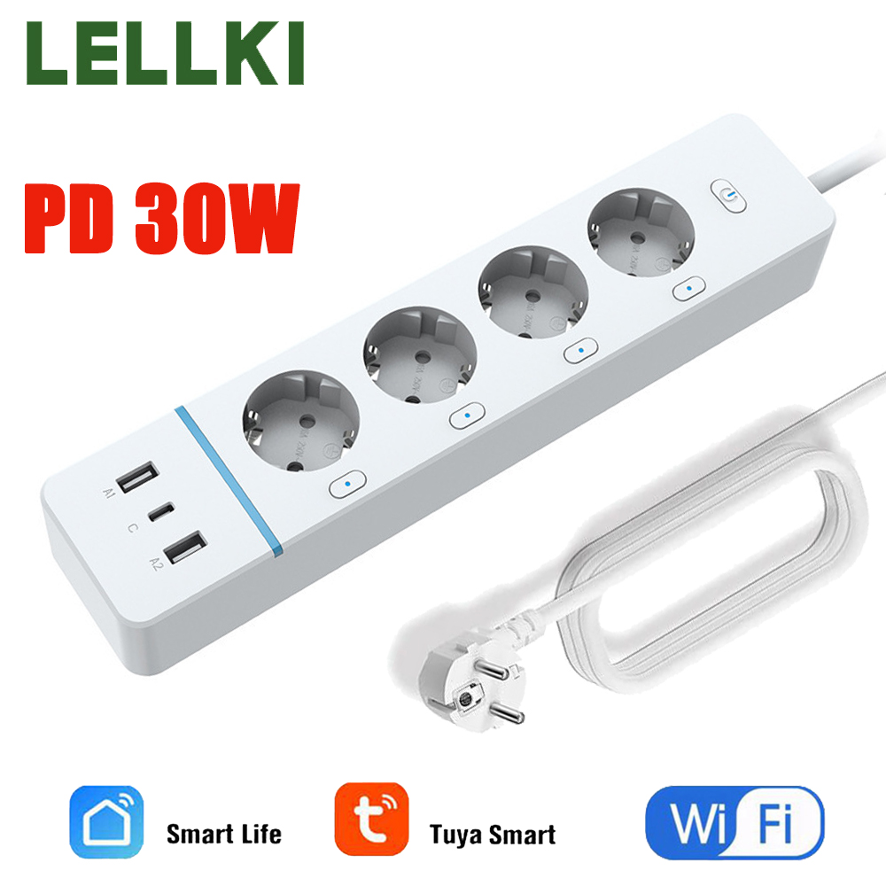 Smart Plug Matter Thread - LELLKI Stopkontak WiFi 2A1C PD30W dengan