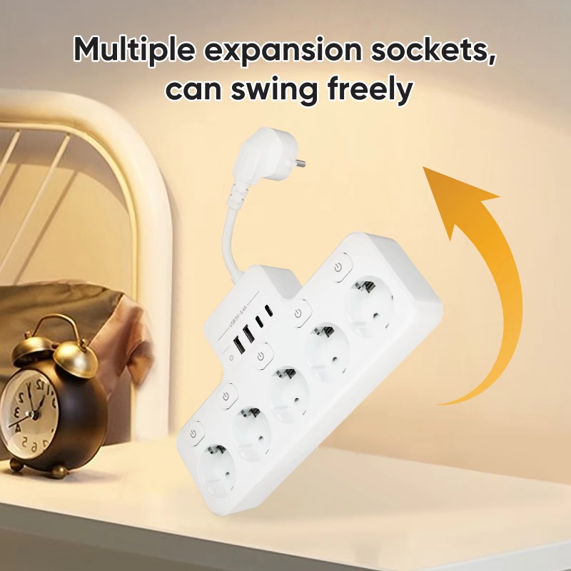 Smart Power Strip 4 Outlet Usb - Stopkontak Multi-Fungsi Standar EU dengan Kabel