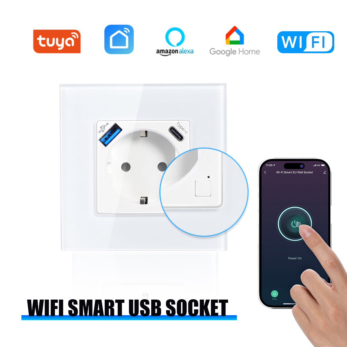Smart Socket 16A Tuya App - GEYA Wifi EU Socket dengan Antarmuka