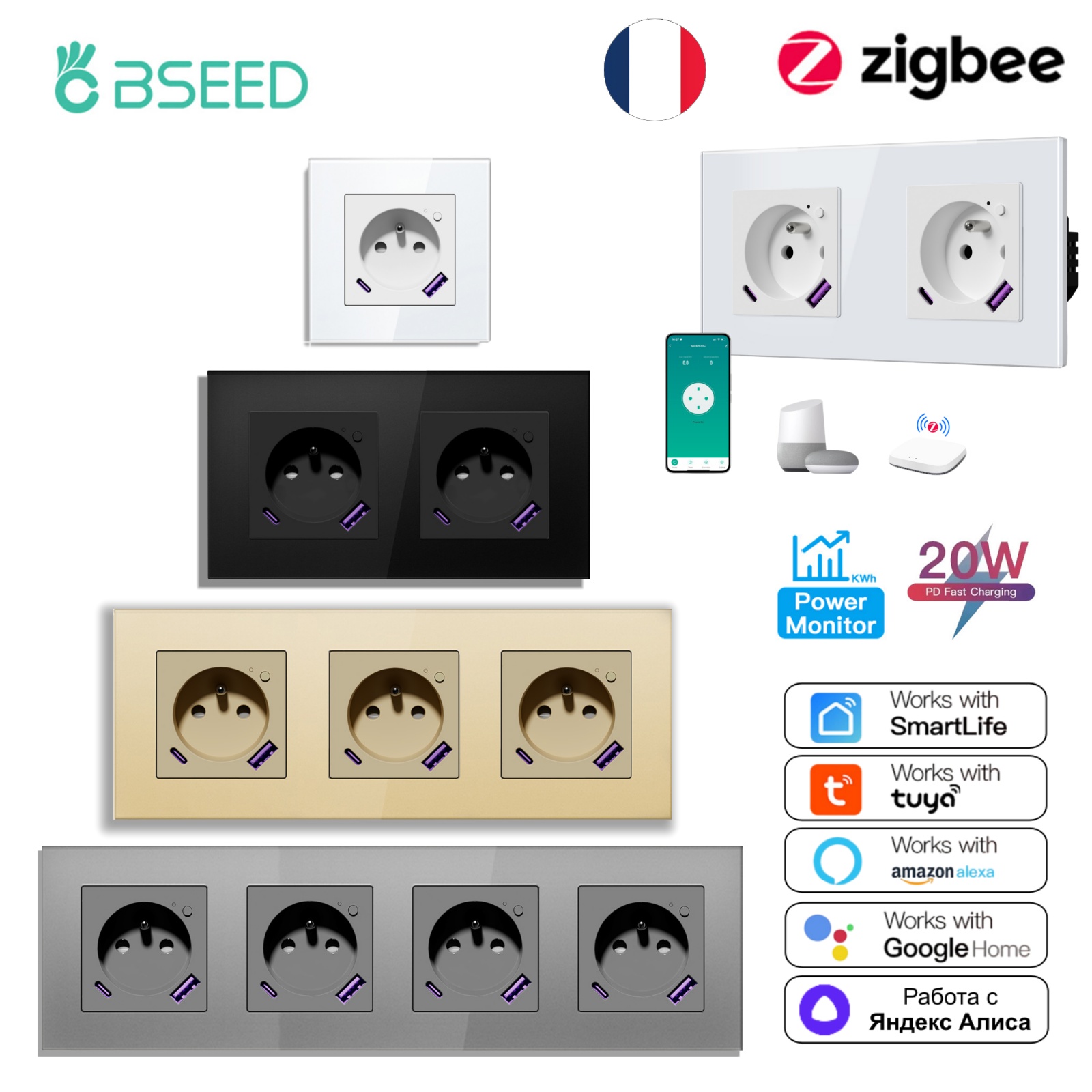 Smart Plug Zigbee 16A - BSEED Zigbee FR Soket Kontrol Monitor