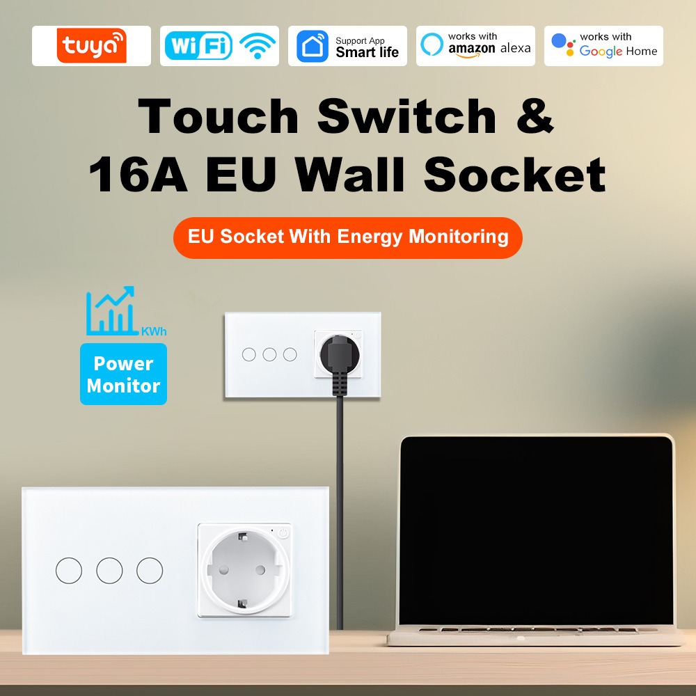 Stop Kontak Dinding Cerdas WiF - Smart Socket 16A Tuya App ulasan dan harga