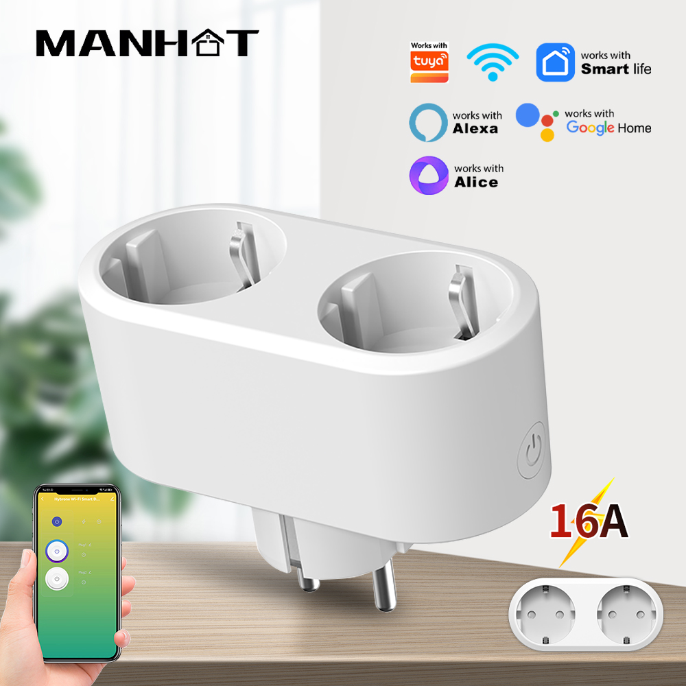 WiFi Smart Plug Dual Outlet 16 - Smart Socket 16A Tuya App ulasan dan harga