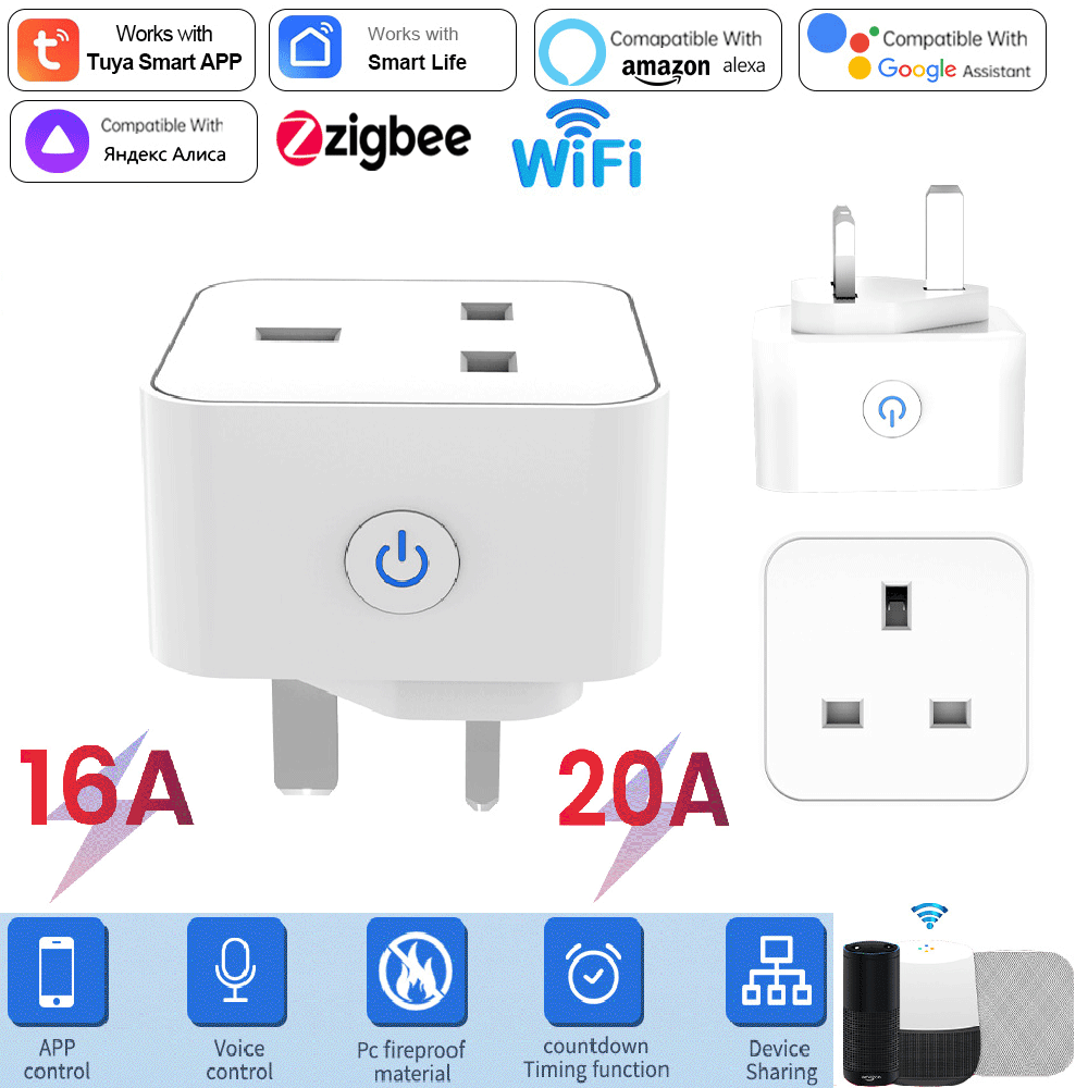 Tuya Smart Socket 16A/20A WiFi - Smart Plug Energy Monitoring Wifi ulasan dan harga