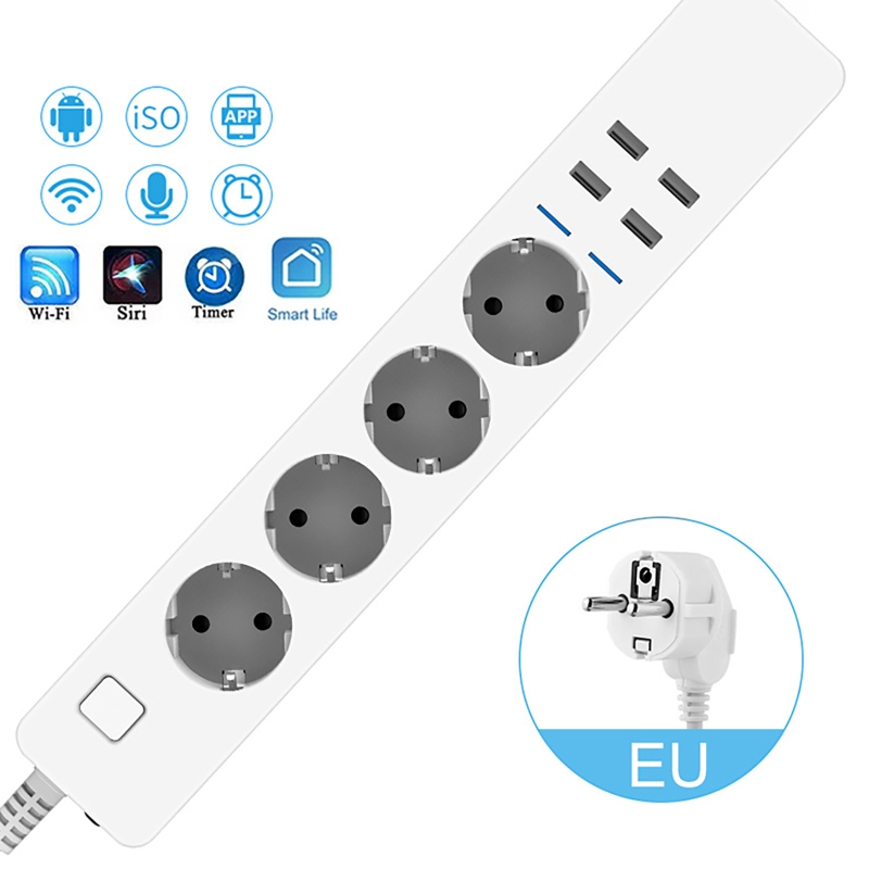Stop Kontak Pintar WIFI dengan - Smart Power Strip 4 Outlet Usb ulasan dan harga