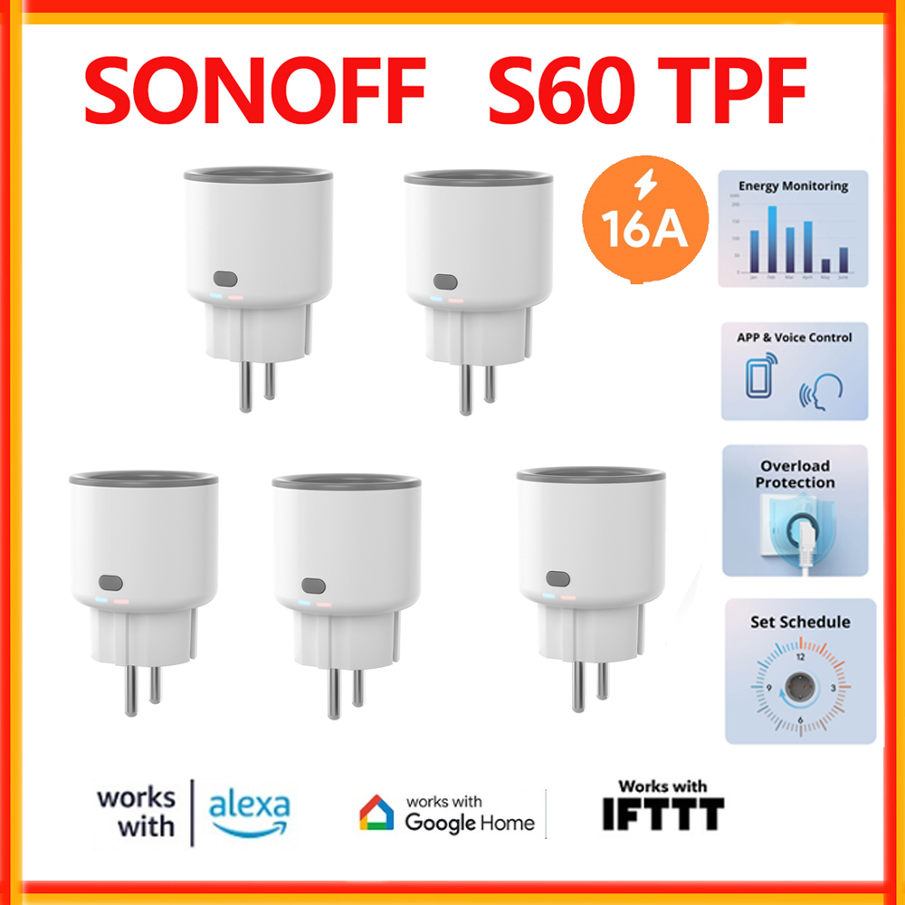 SONOFF S60 TPF Wifi Smart Plug - Smart Plug Energy Monitoring Wifi ulasan dan harga