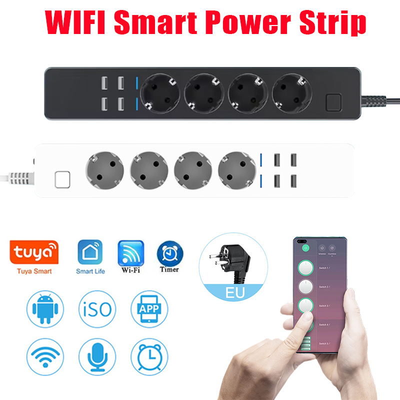 Stop Kontak Pintar WIFI dengan - Smart Power Strip 4 Outlet Usb ulasan dan harga