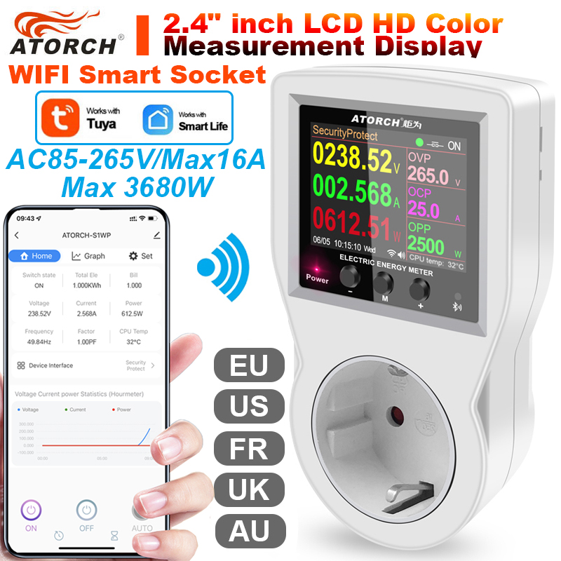 16A Tuya soket pintar WIFI AC  - Smart Plug Energy Monitoring Wifi ulasan dan harga