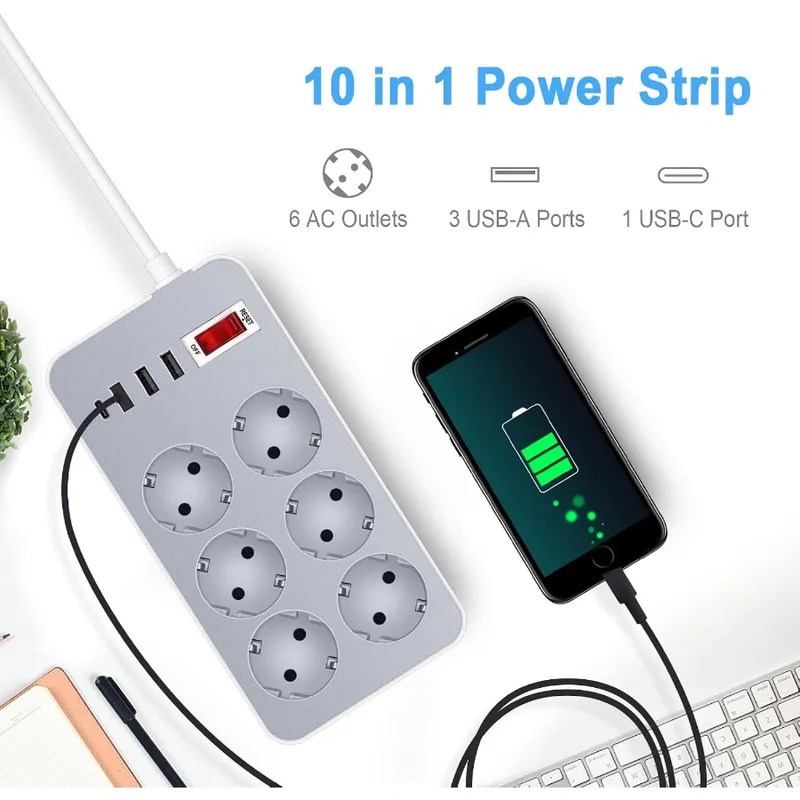 Stopkontak 10 in 1 dengan colo - Smart Power Strip 4 Outlet Usb ulasan dan harga