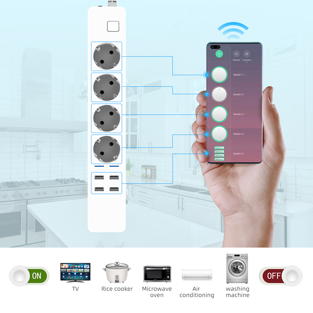 Smart Power Strip Wifi 4 Outle - Smart Power Strip 4 Outlet Usb ulasan dan harga