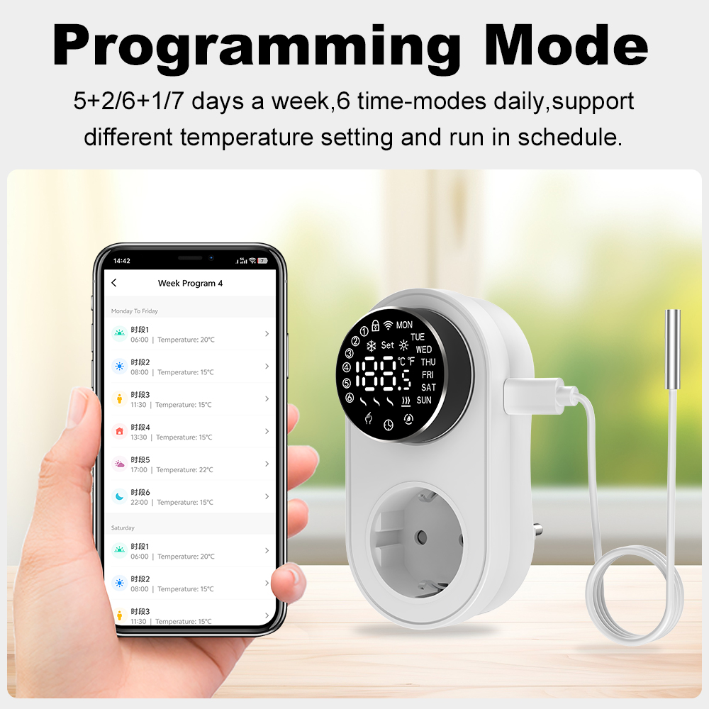MANHOT Soket Termostat Pintar  - Smart Socket 16A Tuya App ulasan dan harga