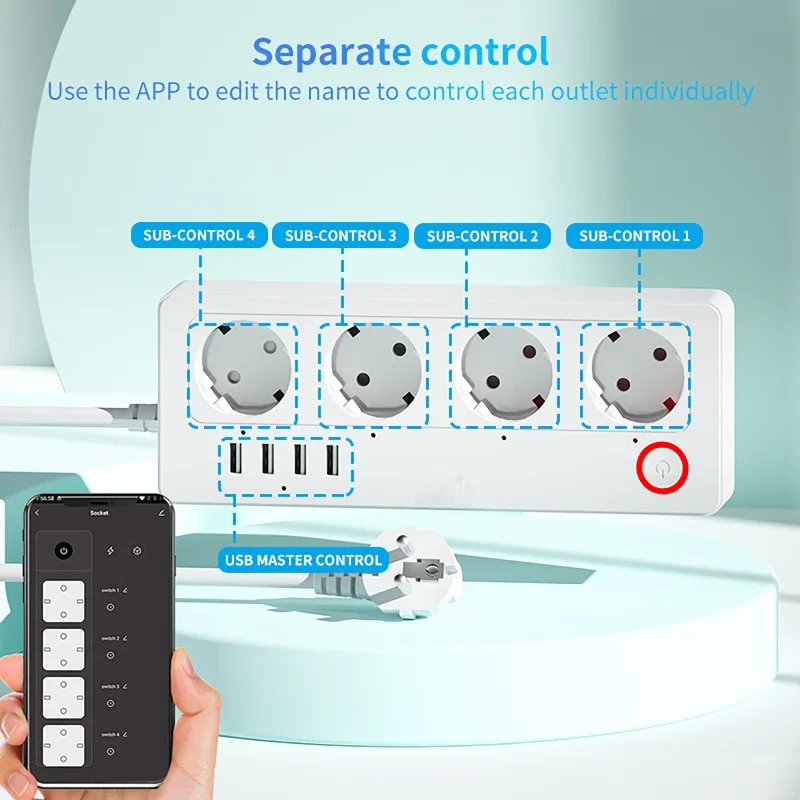 Stop Kontak Pintar WiFi ZigBee - Smart Power Strip 4 Outlet Usb ulasan dan harga